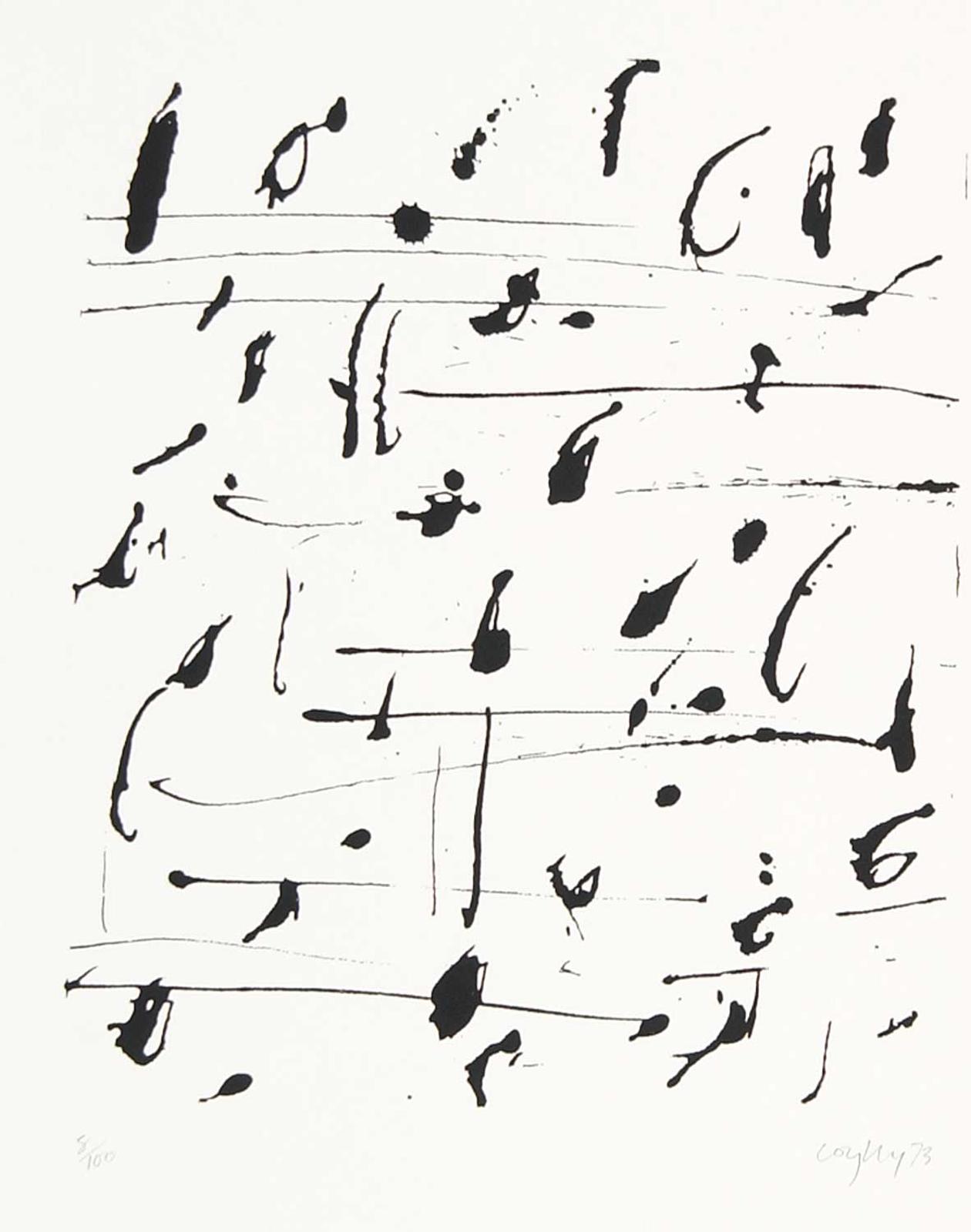 John Graham Coughtry (1931-1999) - Untitled - Black and White Musical Notes  #22/100