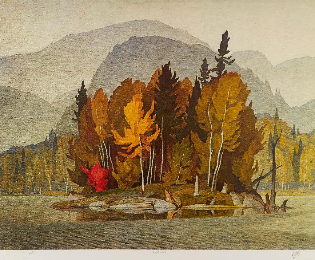 Alfred Joseph (A.J.) Casson (1898-1992) - Early Snow; Approaching Thunderstorm; Sunlit Island