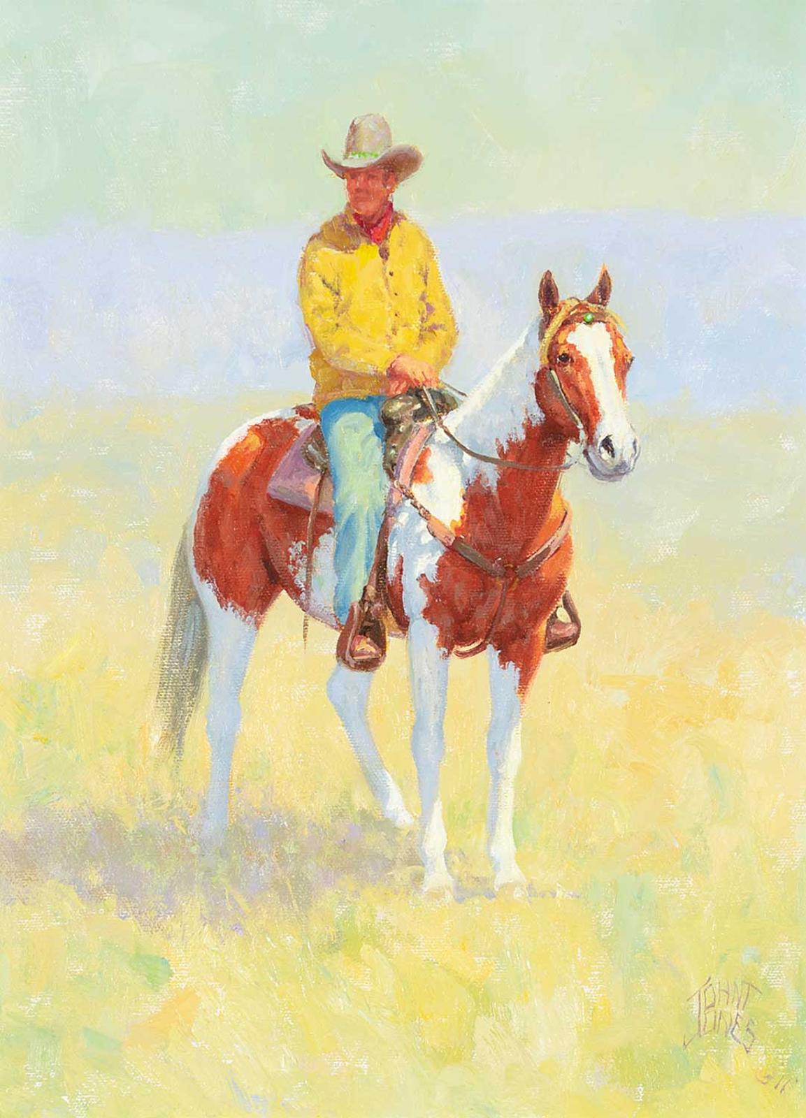 John T. Jones (1940) - Untitled - A Cowboy and His Pinto Horse