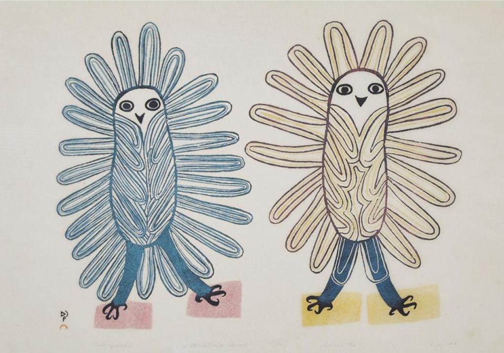 Lucy Qinnuayuak (1915-1982) - Owls Of Baffin
