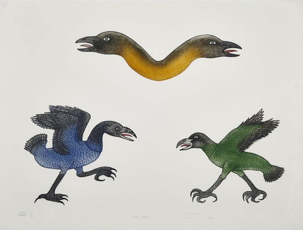 Davidee Itulu (1929-2006) - Birds Fighting