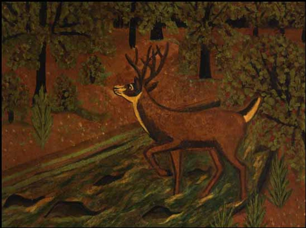 Maud Kathleen Lewis (1903-1970) - Deer in the Landscape