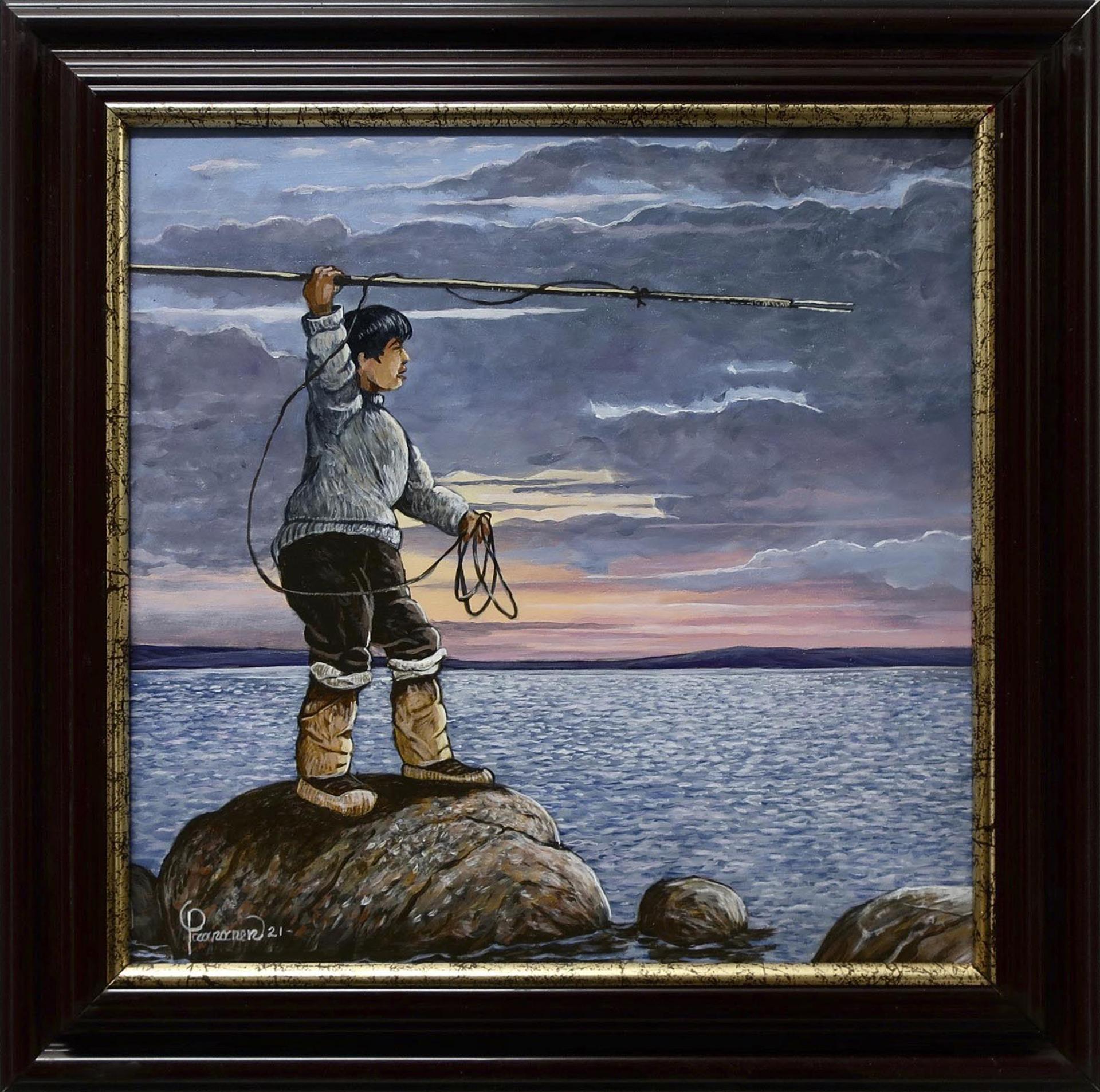 Robert Paananen (1934) - Inuit Boy Spearing Fish