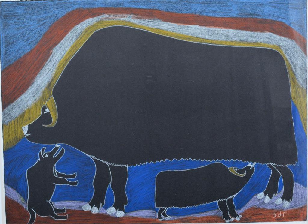 Simon Tookoome (1934-2010) - musk ox drawing