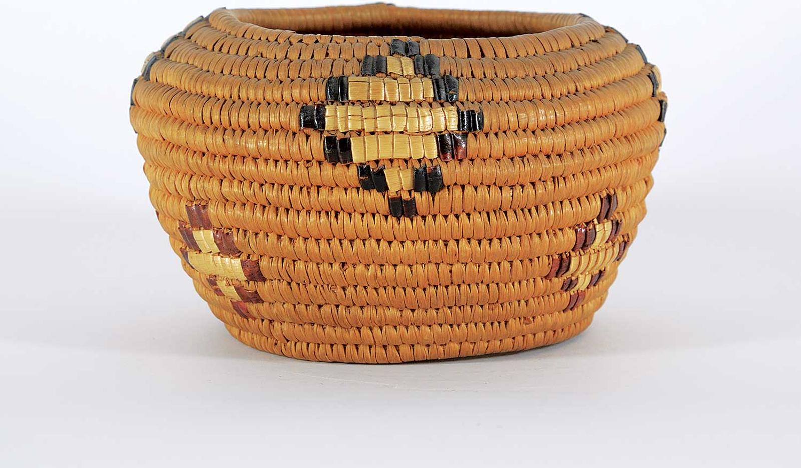 Northwest Coast First Nations School - Cedar Basket with Diamond Shapes