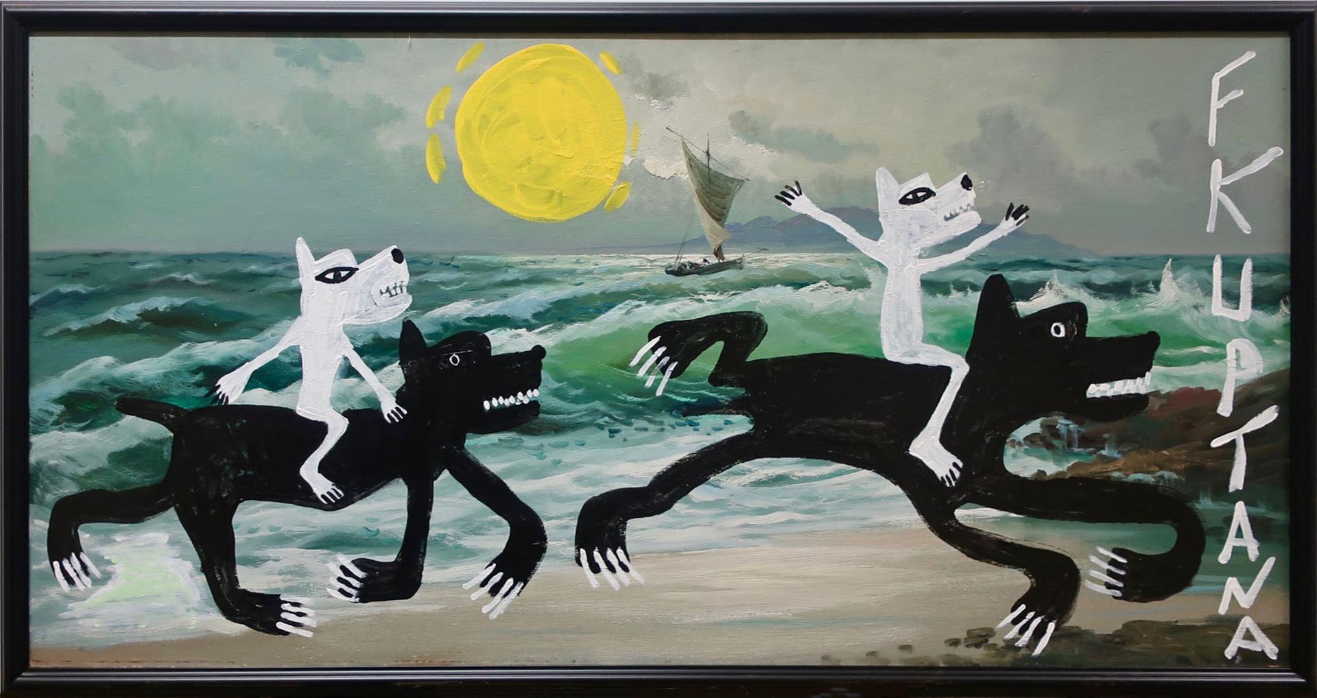 Floyd Kuptana (1964-2021) - Untitled (Dual Riders On Beach)