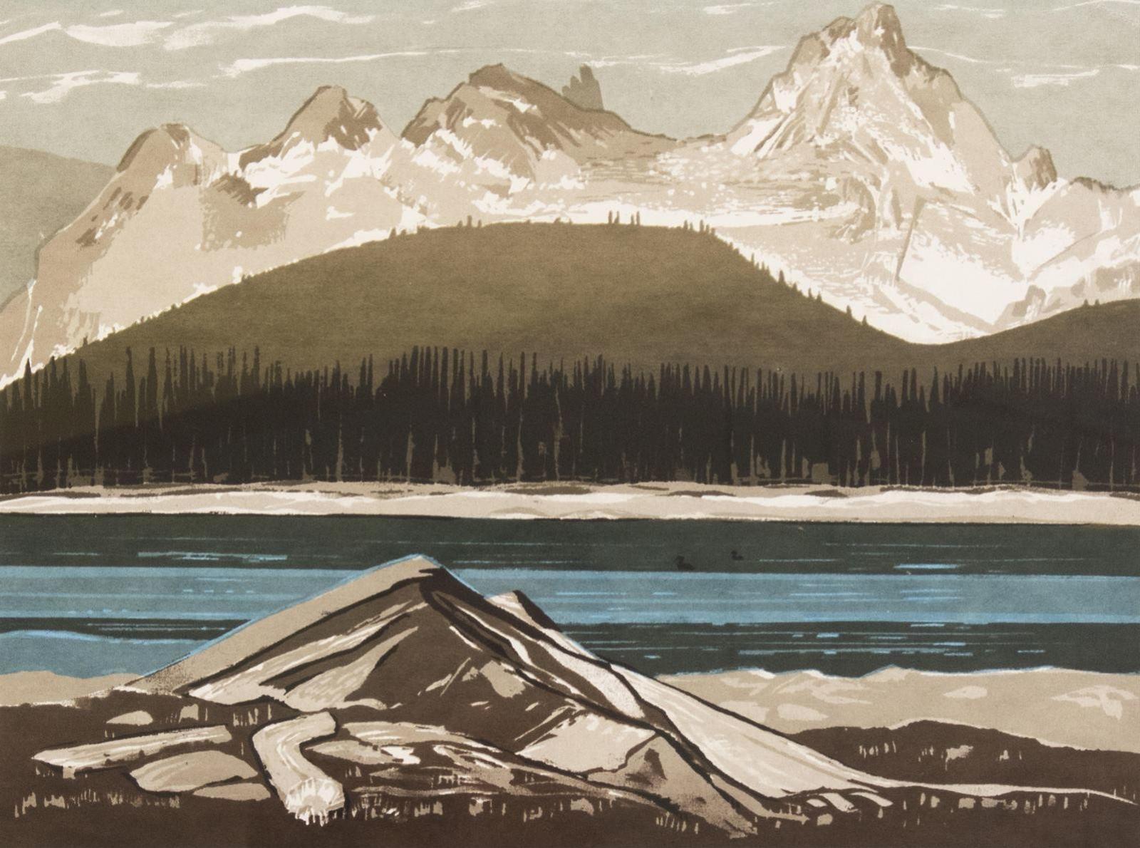 George Weber (1907-2002) - Upper Waterfowl Lake, Jasper-Banff Highway, Alberta; 1962