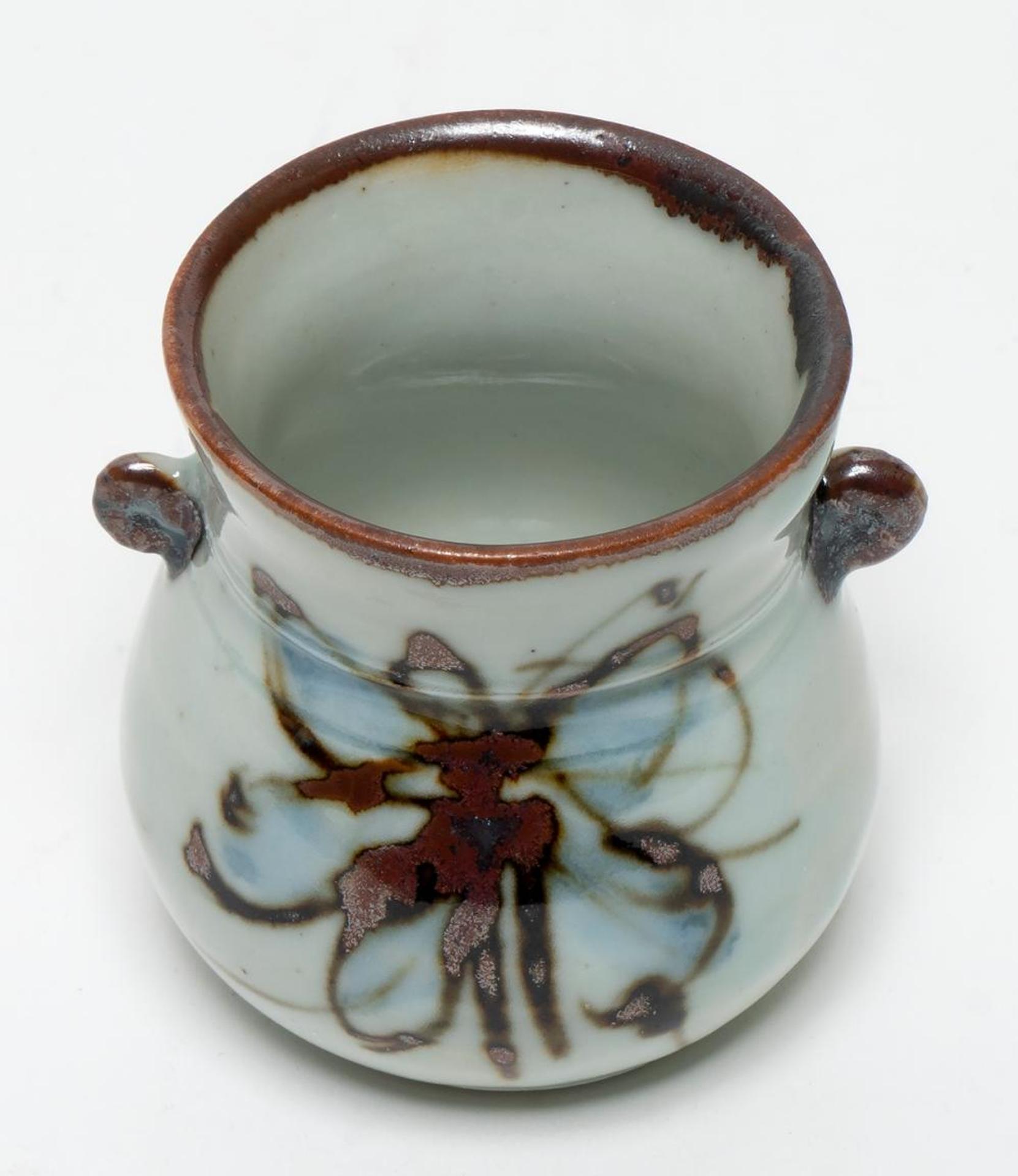 Jack Sures (1934-2018) - Miniature White and Brown Vessel with Minimalist Handles