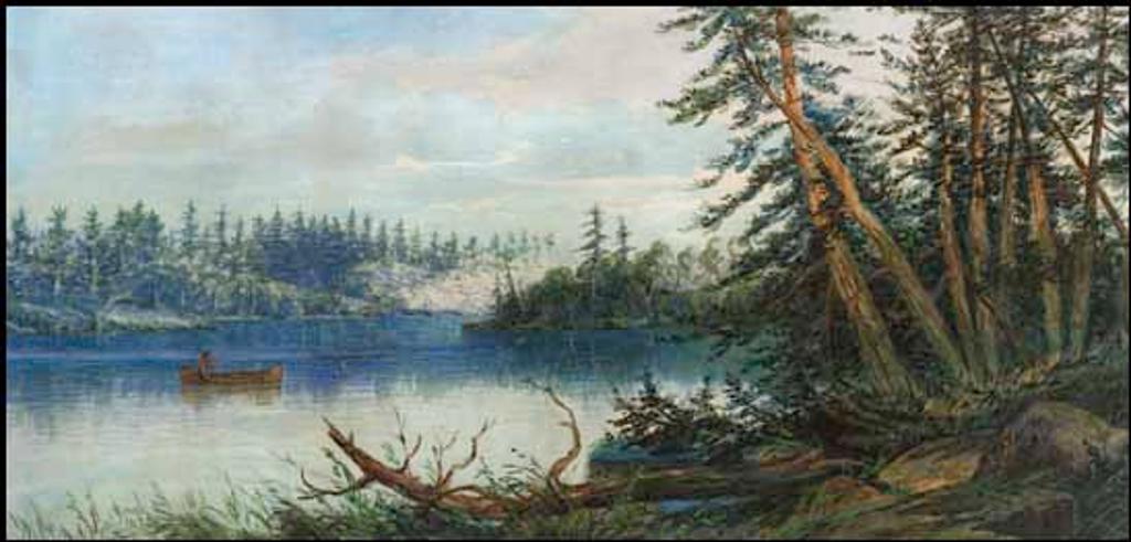 Frederick Arthur Verner (1836-1928) - Indian Canoeing on a Lake
