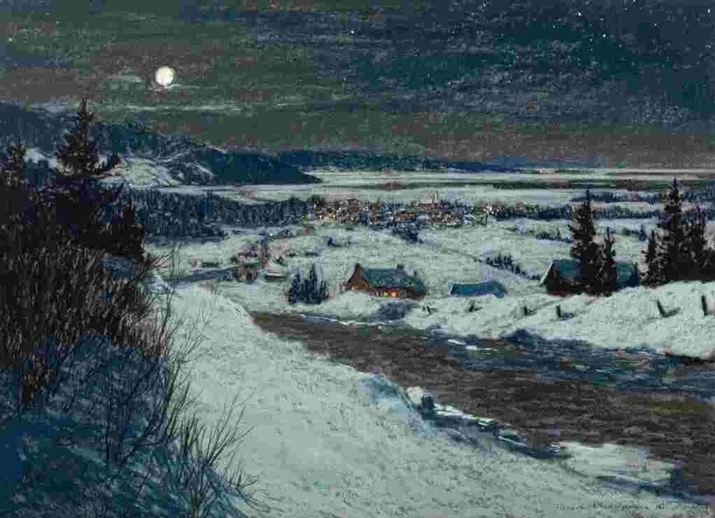 Horace Champagne (1937) - Moonlight over Baie St-Paul