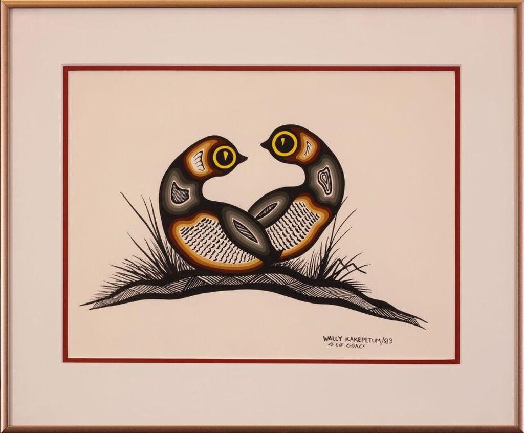 Wally Kakepetum (1955) - Untitled, Two Birds; 1983