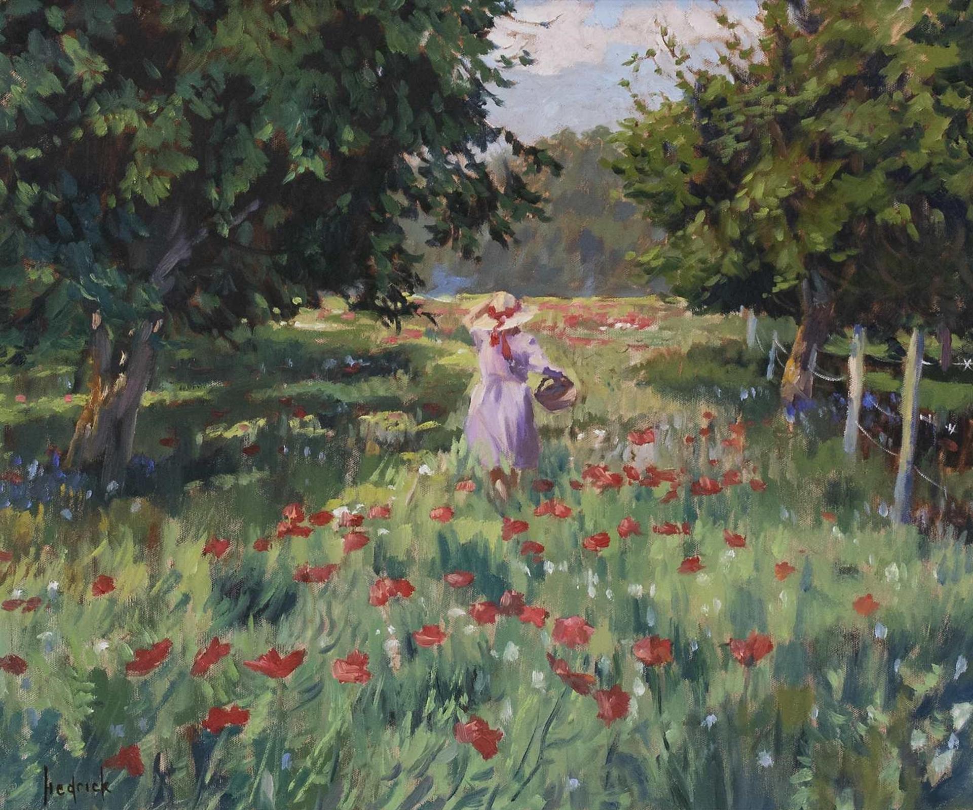 Ron Hedrick (1942) - Girl In Field Of Poppies