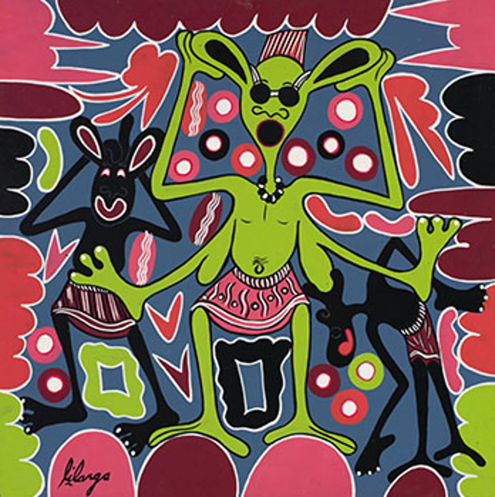 George Lilanga (1934-2005) - Green Figure with Four Arms