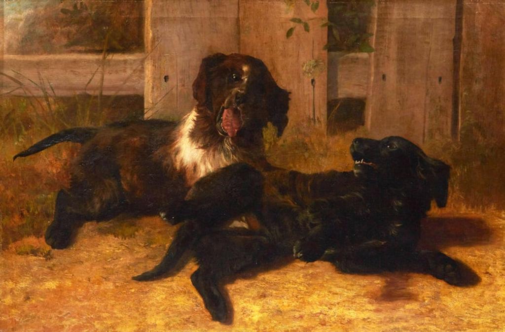 Thomas Mower Martin (1838-1934) - The Artist's Young Dogs at Play
