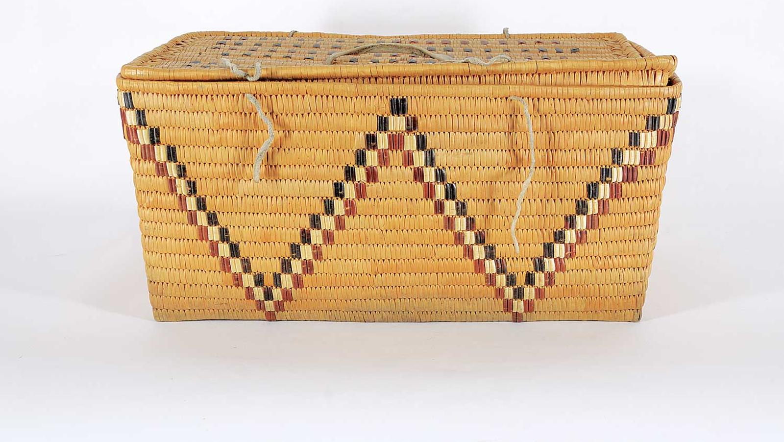 Northwest Coast First Nations School - Interior Salish Rectangular Basket with Zigzag Pattern