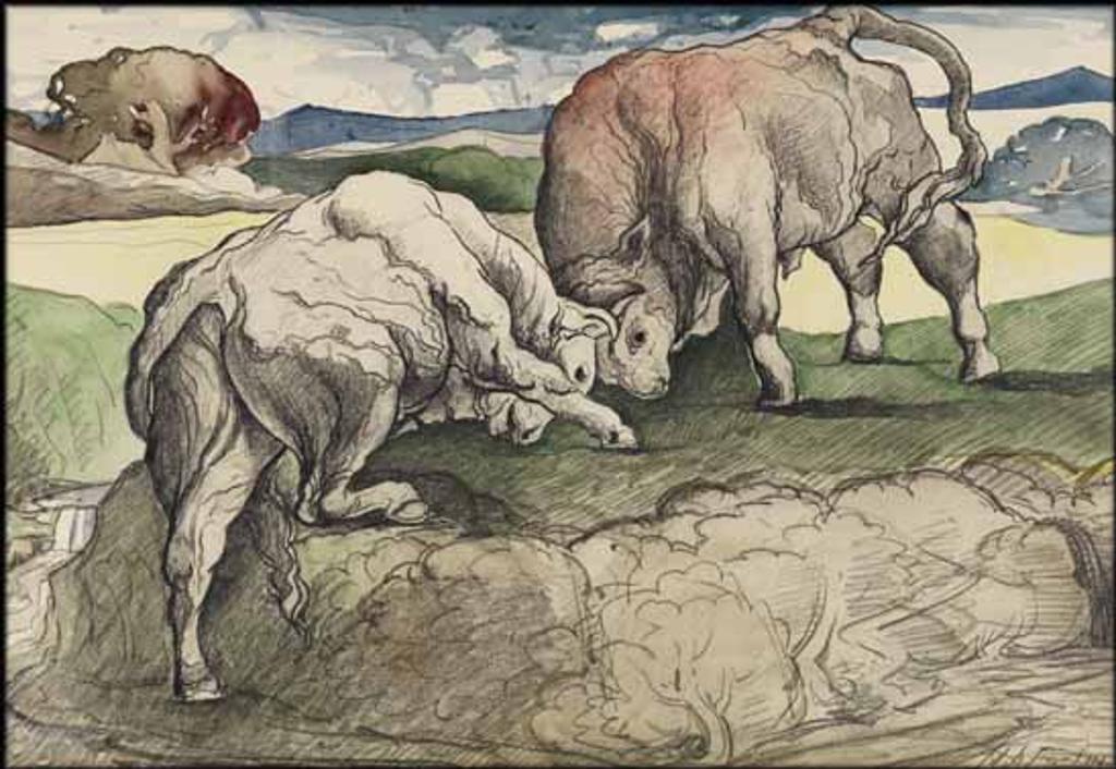 Marc-Aurèle Fortin (1888-1970) - Untitled (Oxen)