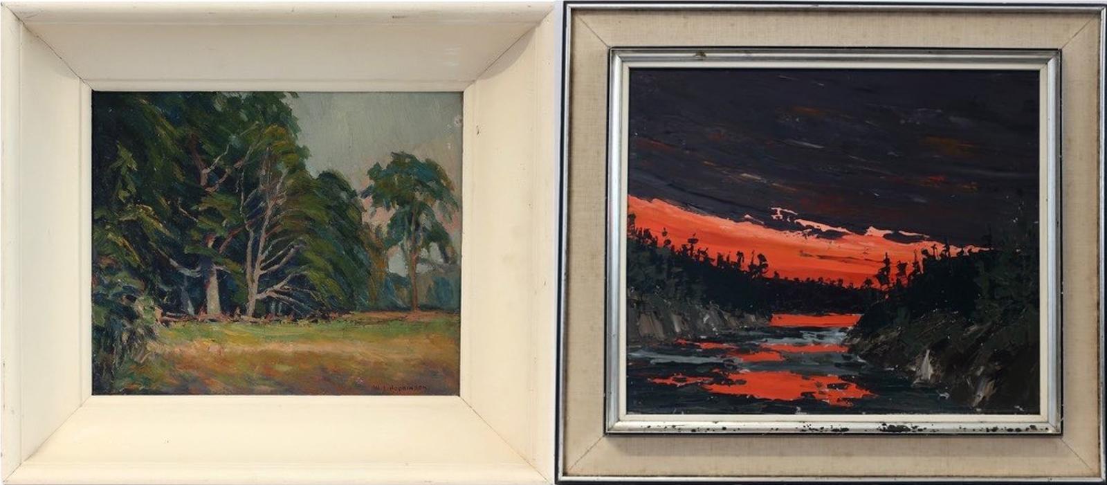 William John Hopkinson (1887-1970) - Untitled (Summer Landscape) & Evening Fire (French River)