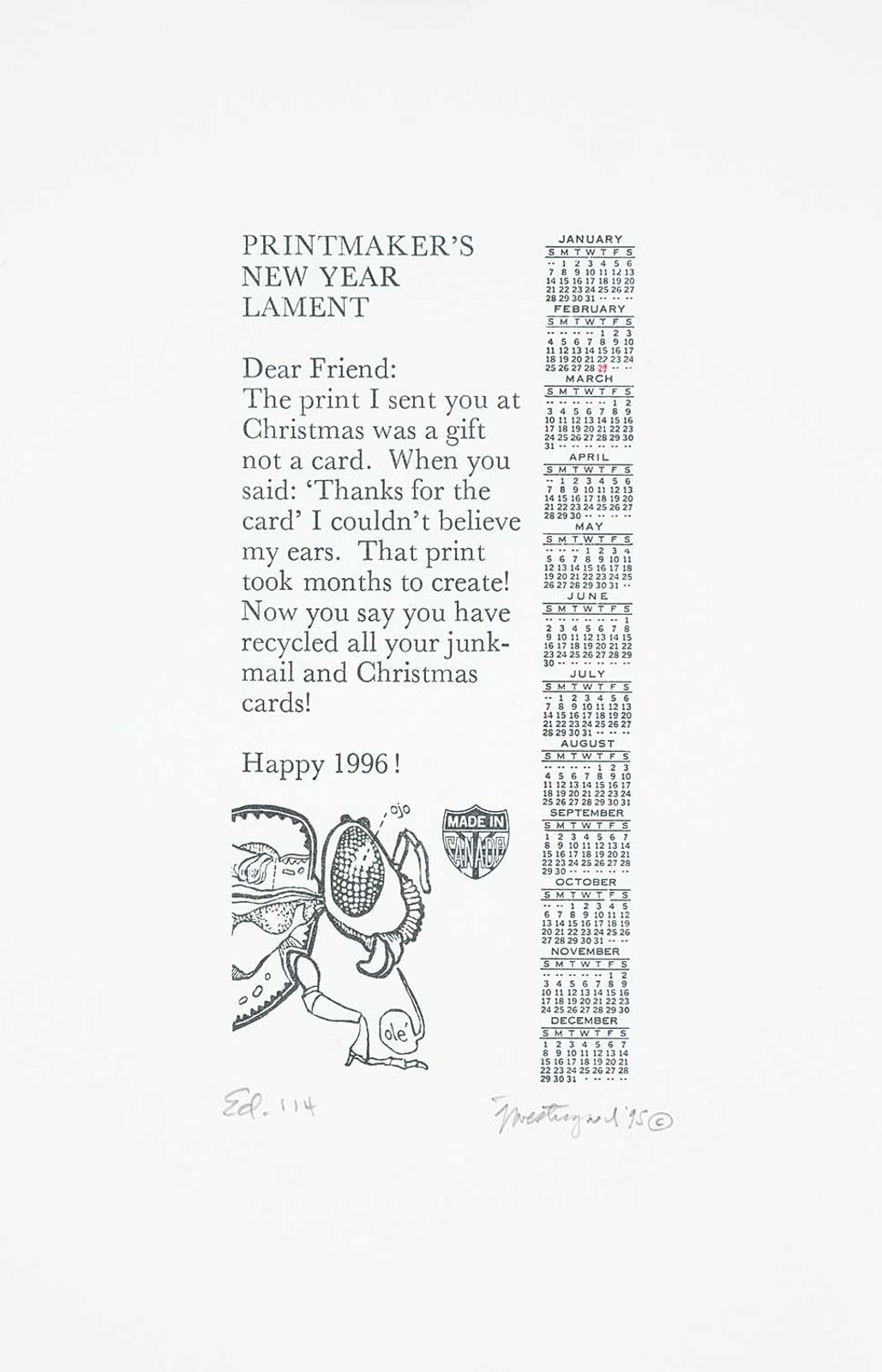 Jim Westergard - Printmaker's New Year Lament  #Ed. 114