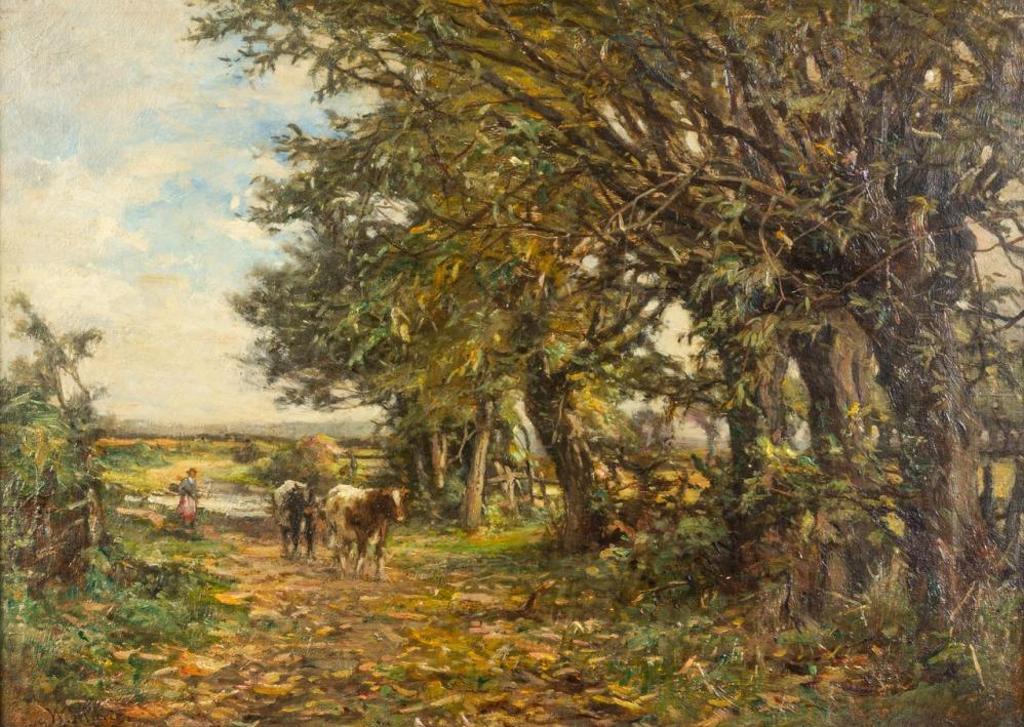 Willem Maris Dutch (1844-1910) - Cattle on a Tree Lined Road