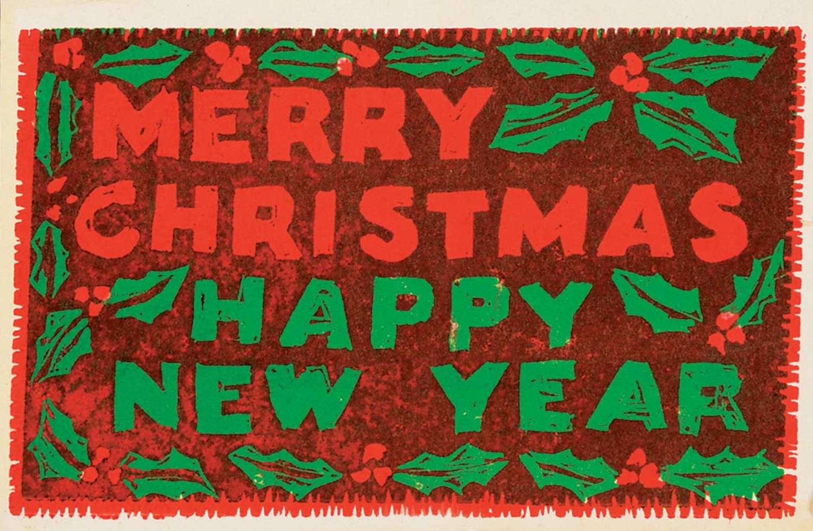 John Harold Thomas Snow (1911-2004) - Merry Christmas, Happy New Year [Red and Green]