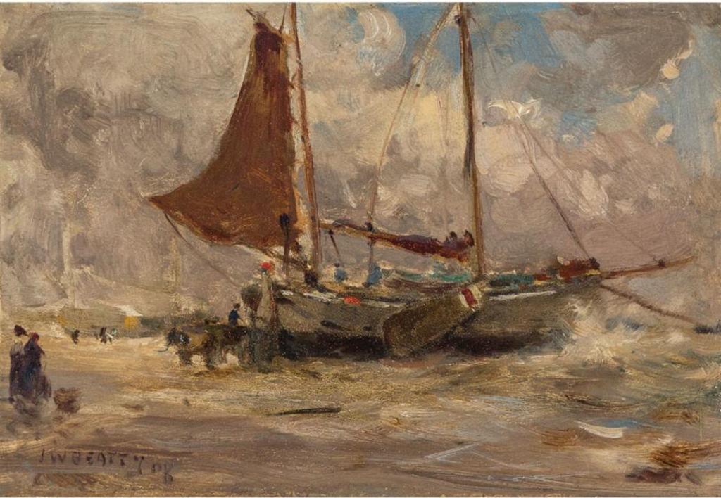 John William (J.W.) Beatty (1869-1941) - Sailing Off French Coast