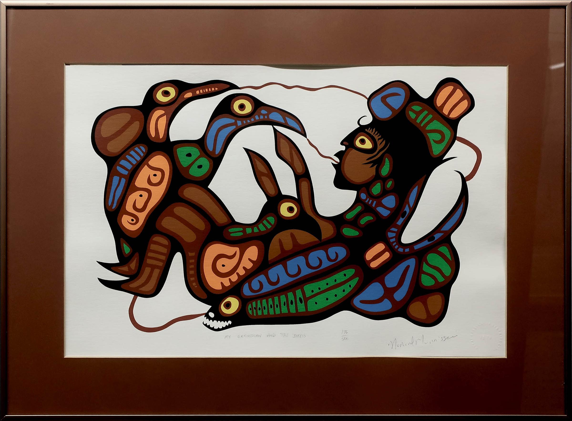 Norval H. Morrisseau (1931-2007) - My Grandson And The Birds