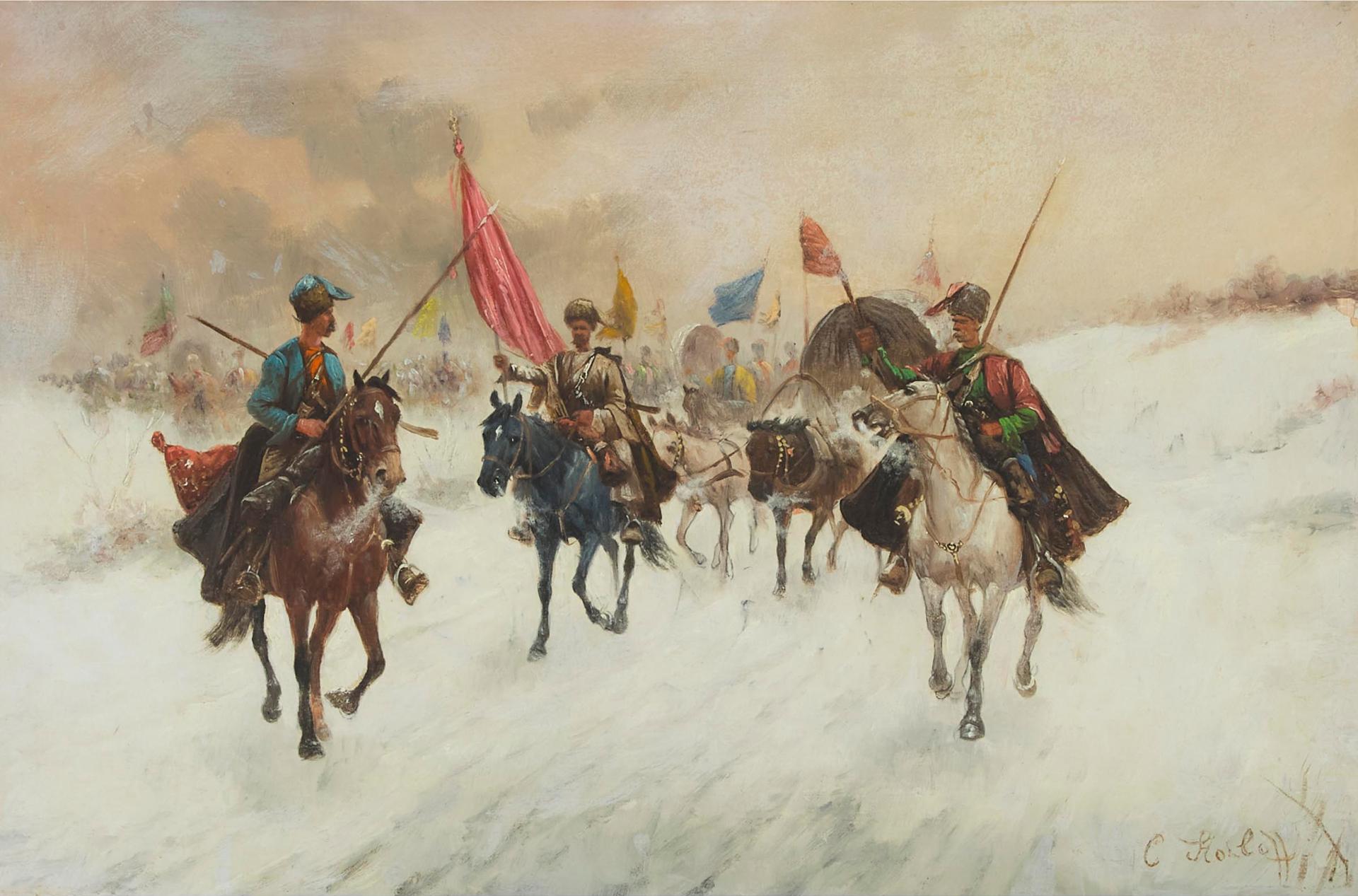 Adolf (Constantin) Baumgartner-Stoiloff (1850-1924) - Cossack Patrol