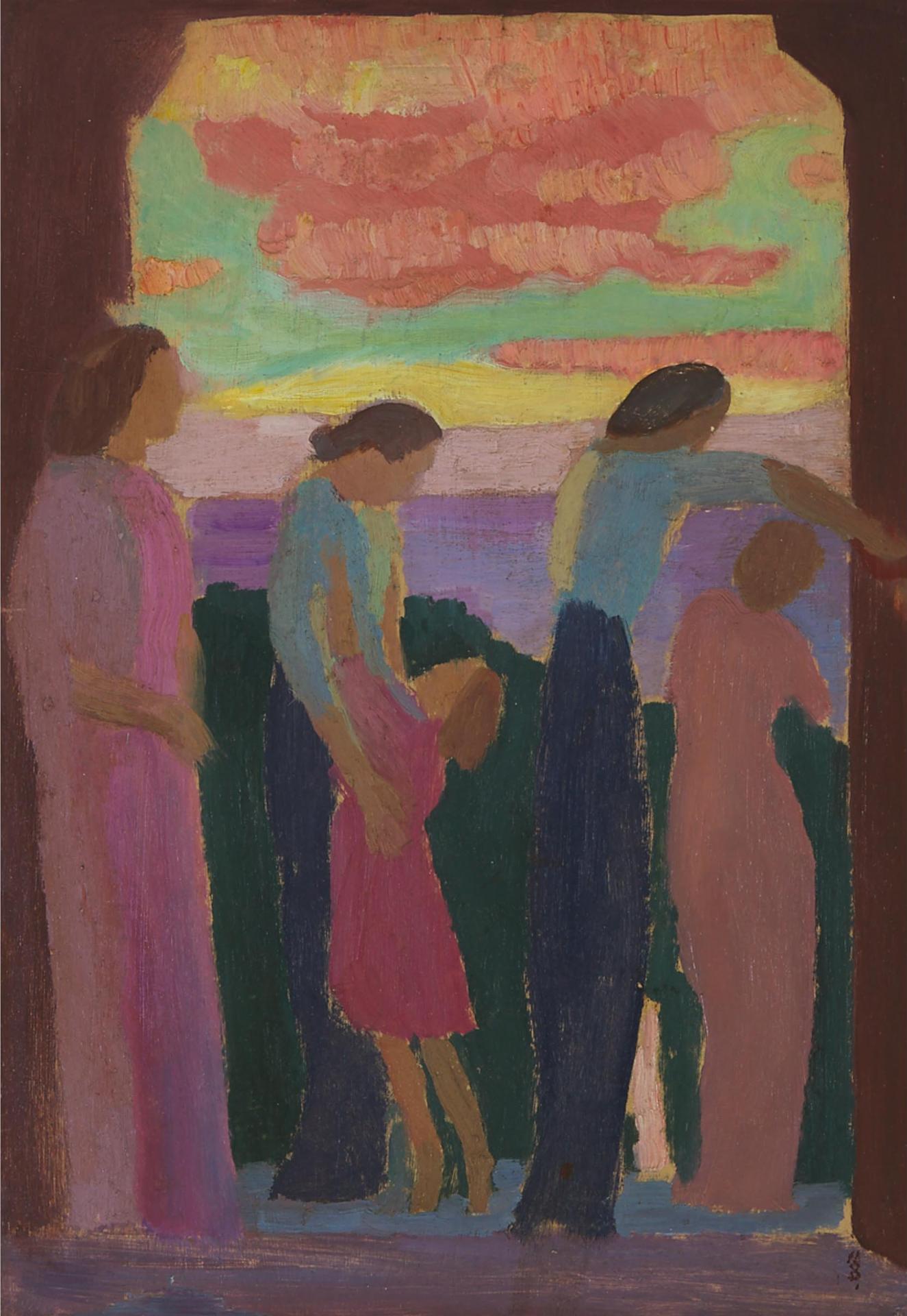 Maurice Denis (1870-1943) - Femmes Sur Le Balcon, Esquisse I, (Women On The Balcony, Sketch I), Ca. 1913