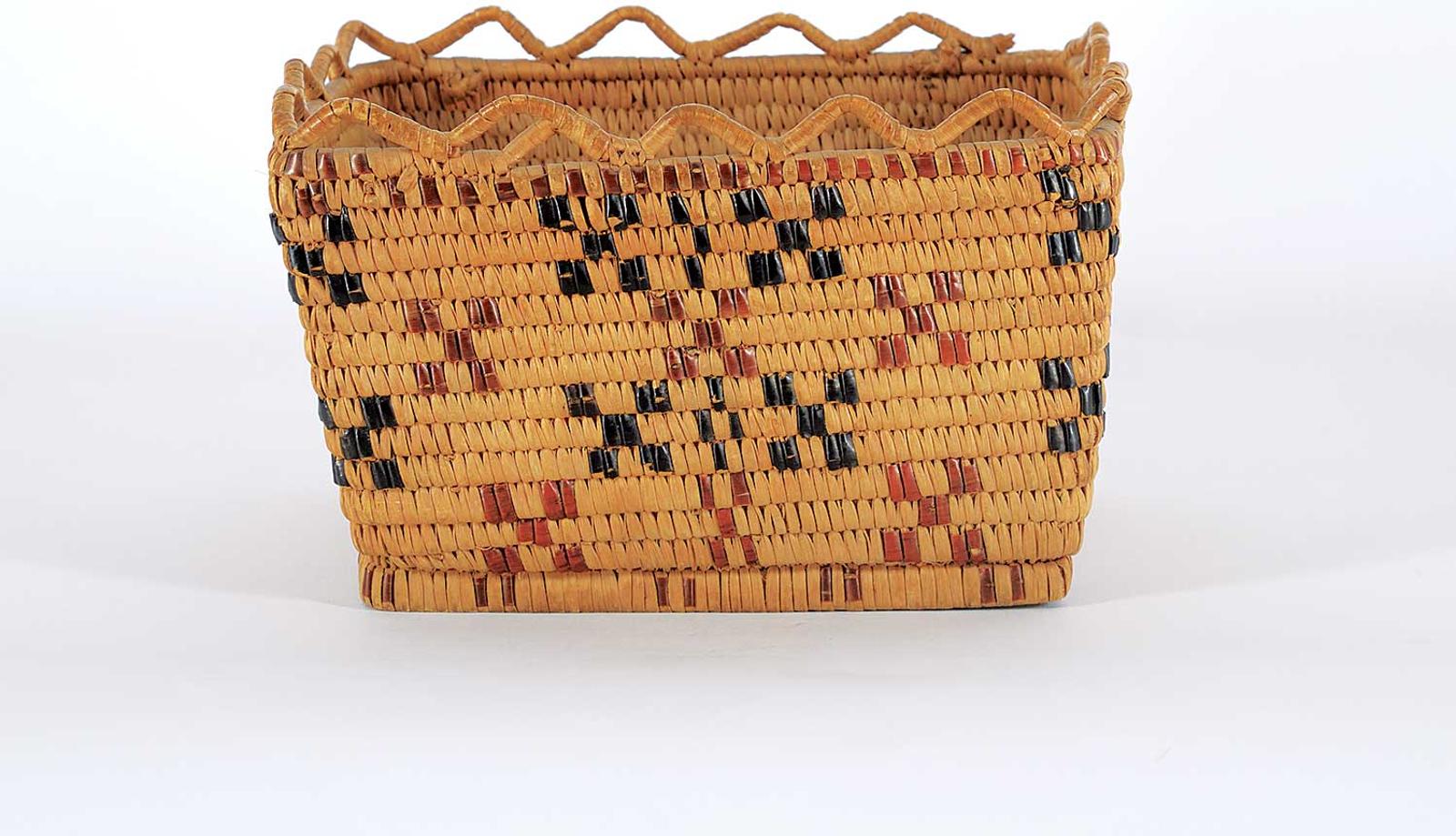 Northwest Coast First Nations School - Interior Salish Rectangular Basket with X Pattern