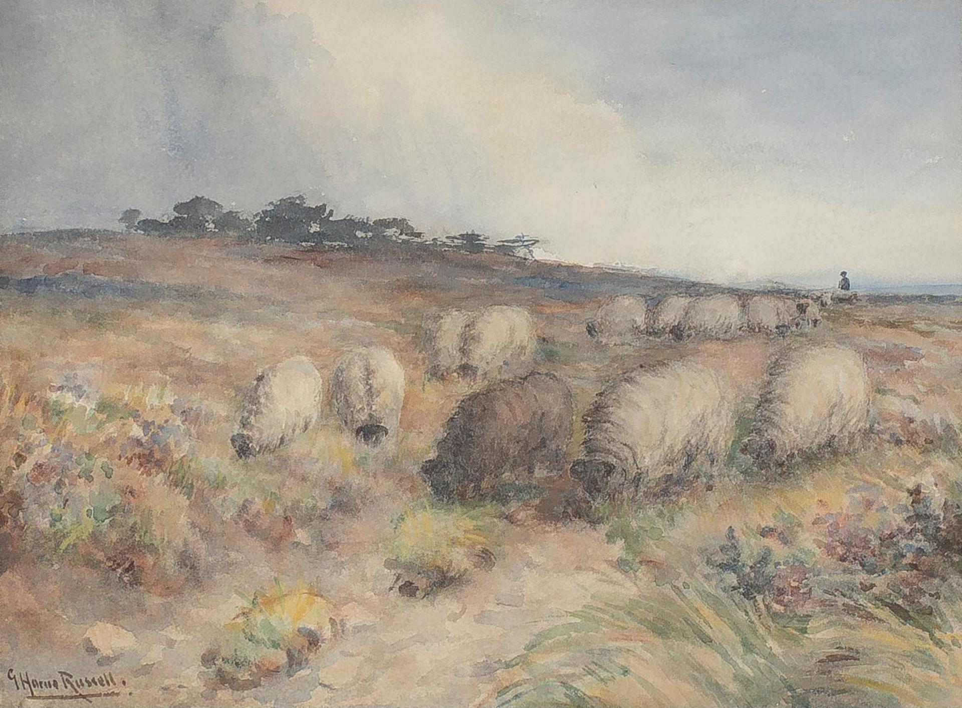 George Horne Russell (1861-1933) - Sheep Grazing In The Field