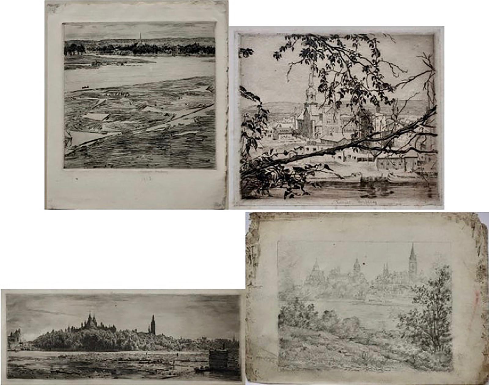 Ernest George Fosbery (1874-1960) - River Studies With Towns And Cities (Four Works)