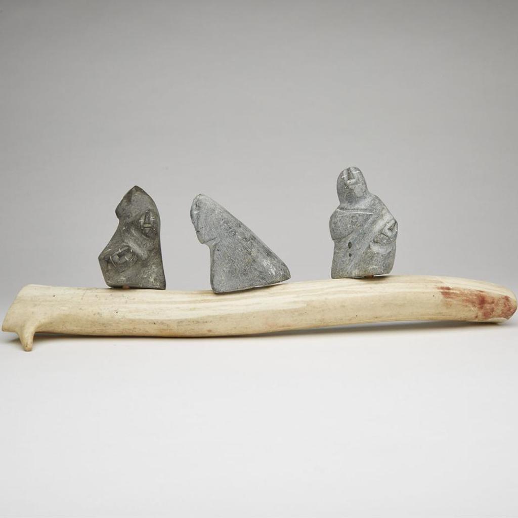 Lucy Tasseor Tutsweetok (1934-2012) - Family Groups On Base Carved With Faces