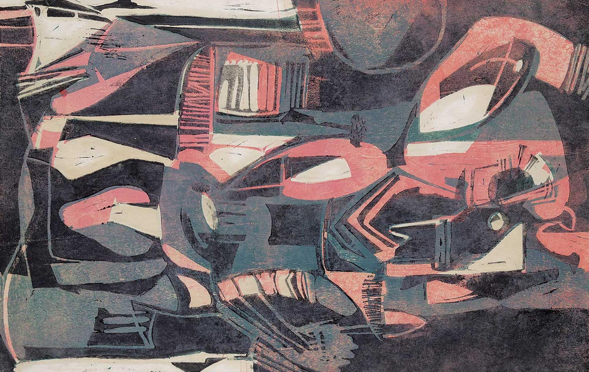 Leslie (Les) Frederick Graff (1936-2022) - Untitled - Pink and Black Abstract
