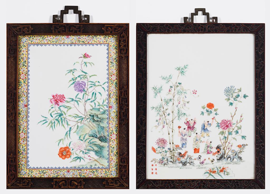 Chinese Art - Two Chinese Famille Rose Porcelain Panels, Early 20th Century