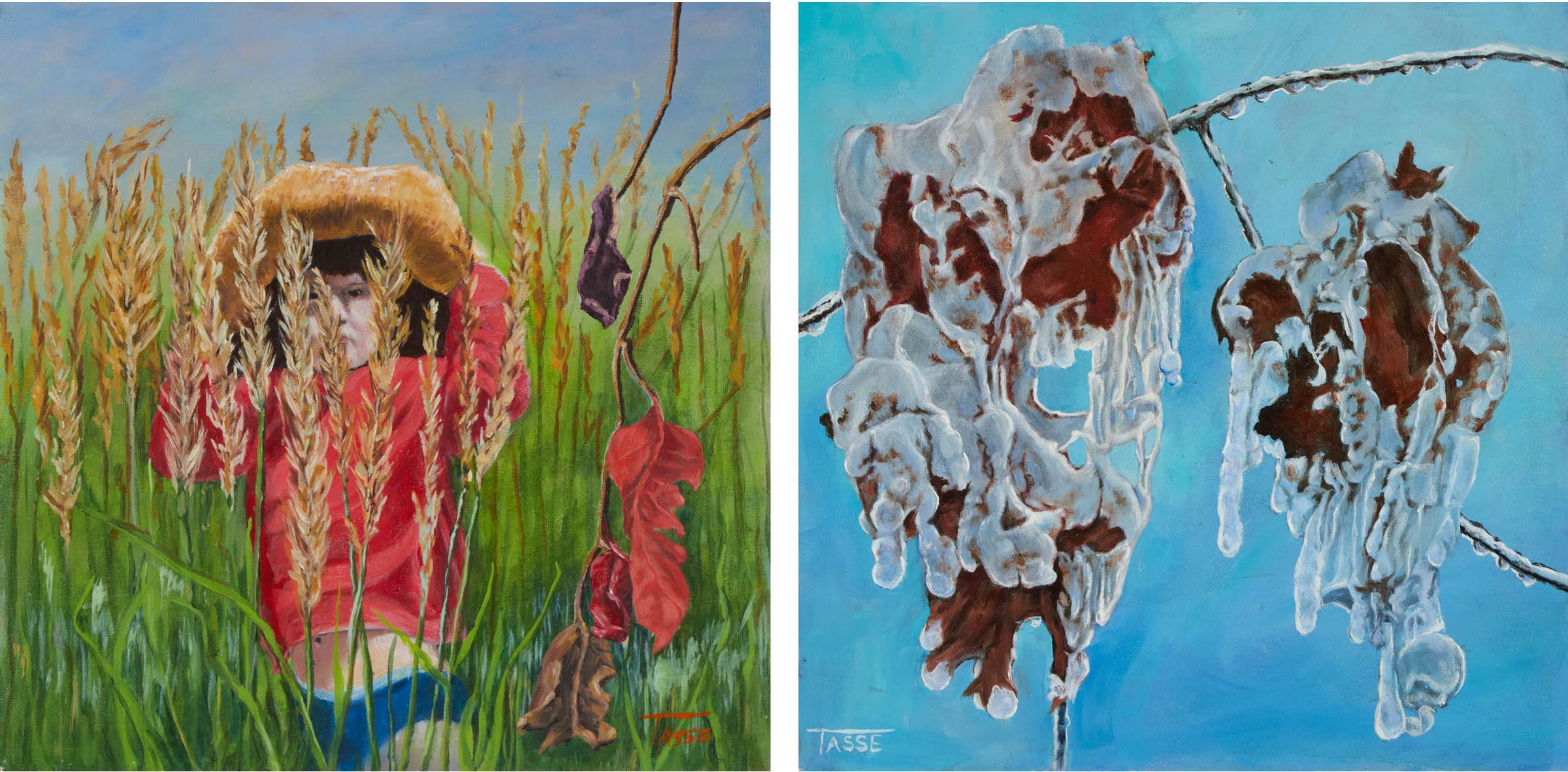 Tasse Geldart - Untitled (Girl Looking Through Wheat); Untitled (Ice-Covered Leaves), 2019