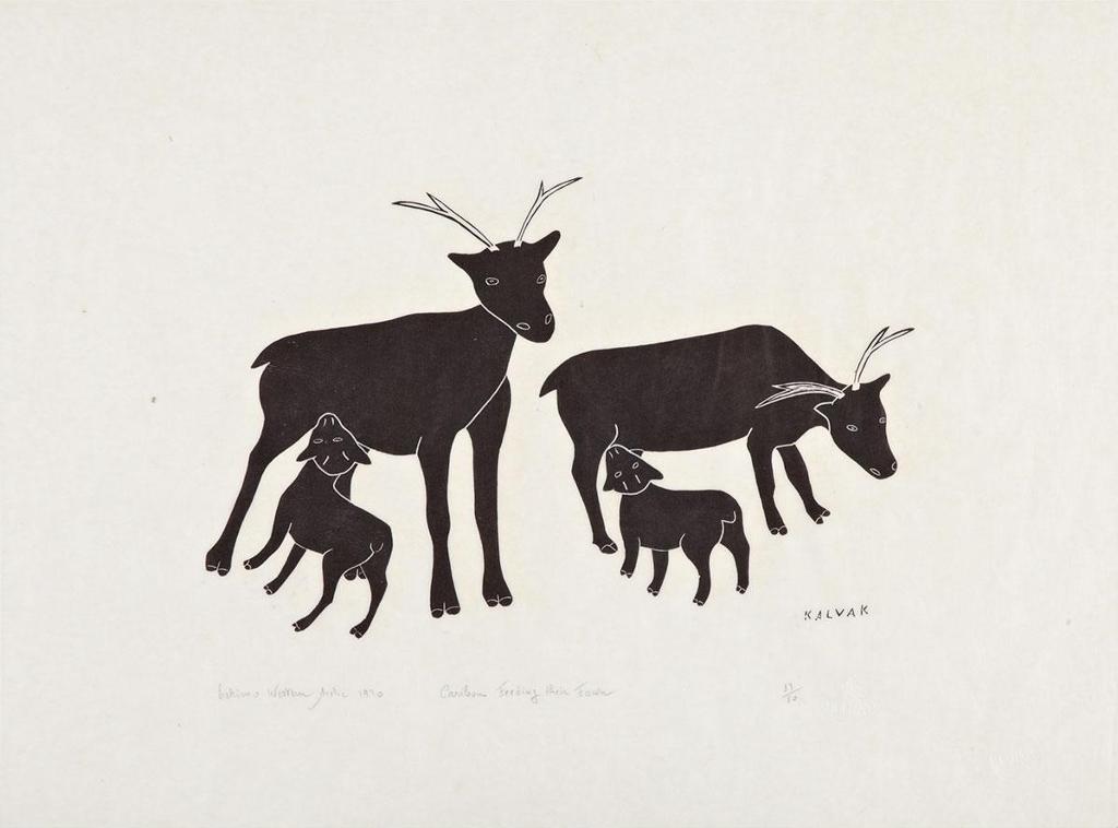 Helen Mabel Nigiyok Kalvak (1901-1984) - Caribou Feeding Their Fawn