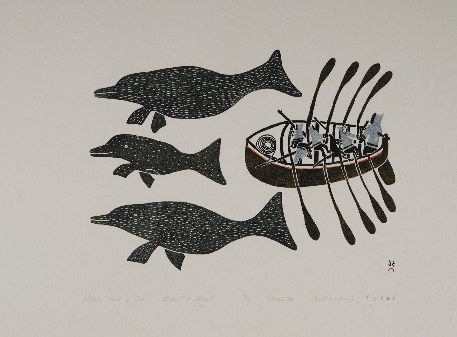 Keeleemeeoomee Samualie (1919-1983) - Whale Hunt Of Old