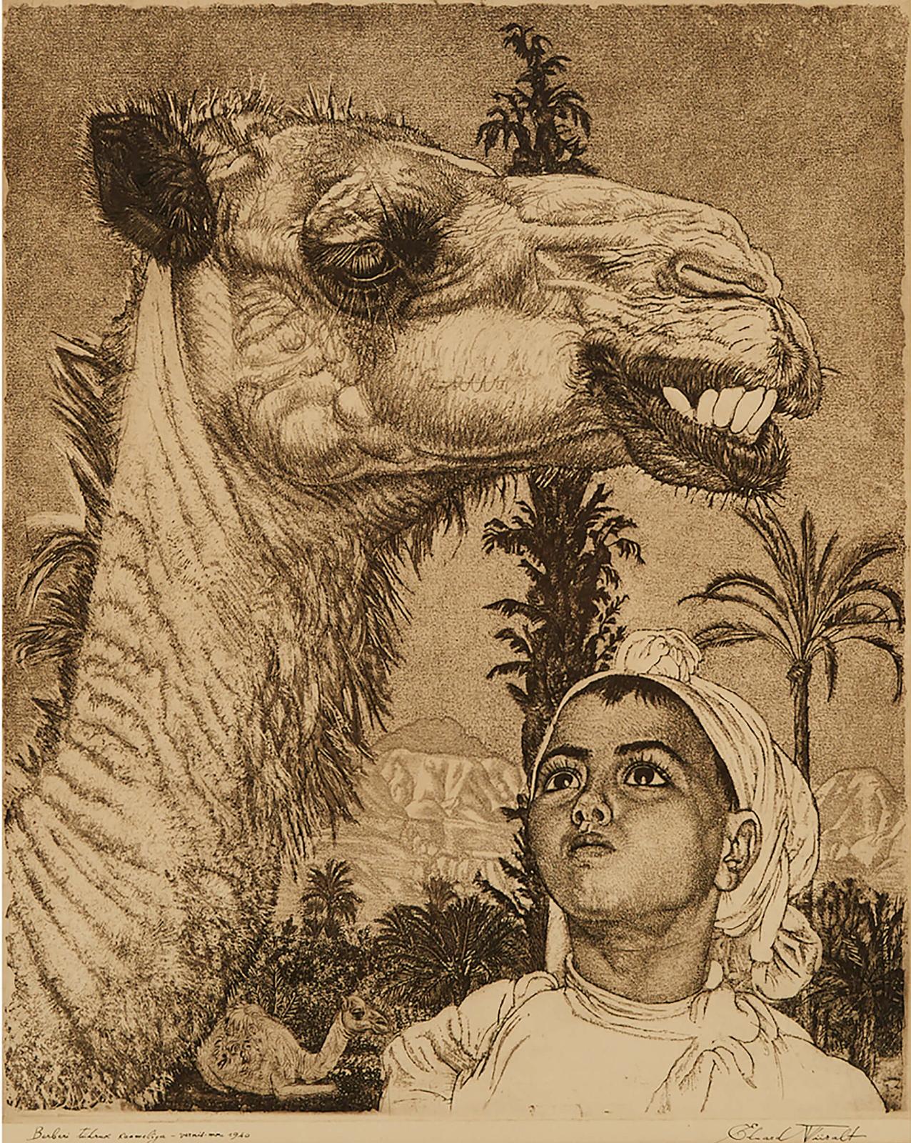 Eduard Wiiralt (1898-1954) - Berberi Tüdruk Kaameliga (Berber Girl With Camel), 1940 [kangilaski, 115]