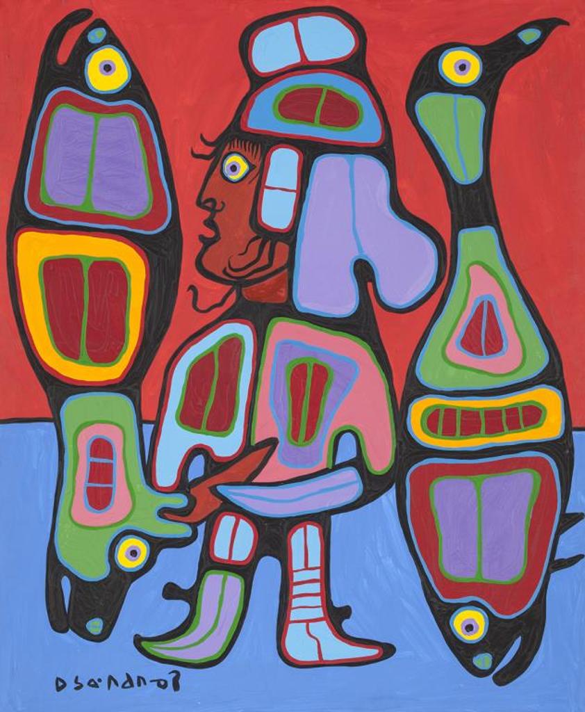 Norval H. Morrisseau (1931-2007) - ANISHNAABE, Untitled (Shaman with Bird-Fish Creatures), c. late 1970s