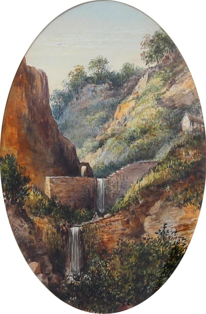 William Frederick (Washington) Friend (1820-1891) - Mountain Cascades, A Figure Onlooking