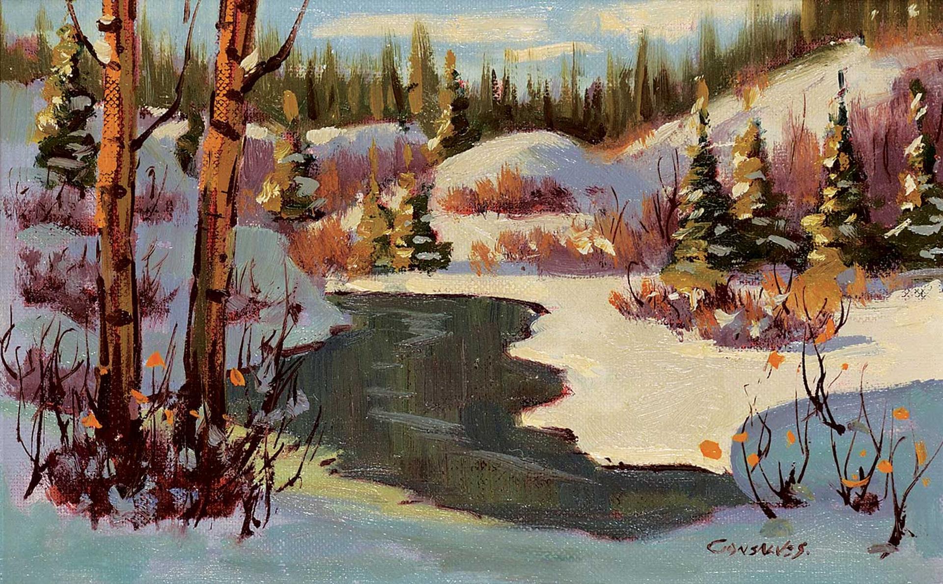 Mannie Gonsalves (1926-2012) - Untitled - Winter Stream