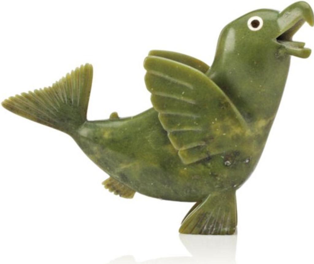 Toonoo Sharky (1970) - Hawk-Fish Transformation, 1997, Green stone and inlay
