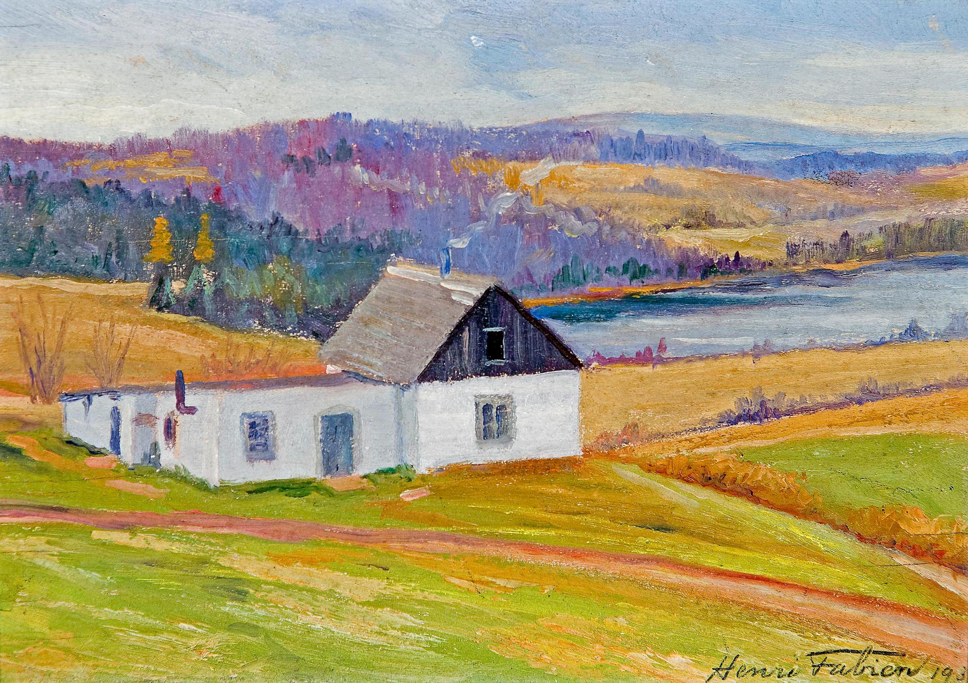 Henri Zotique Fabien (1878-1935) - View of the Farmhouse above the river