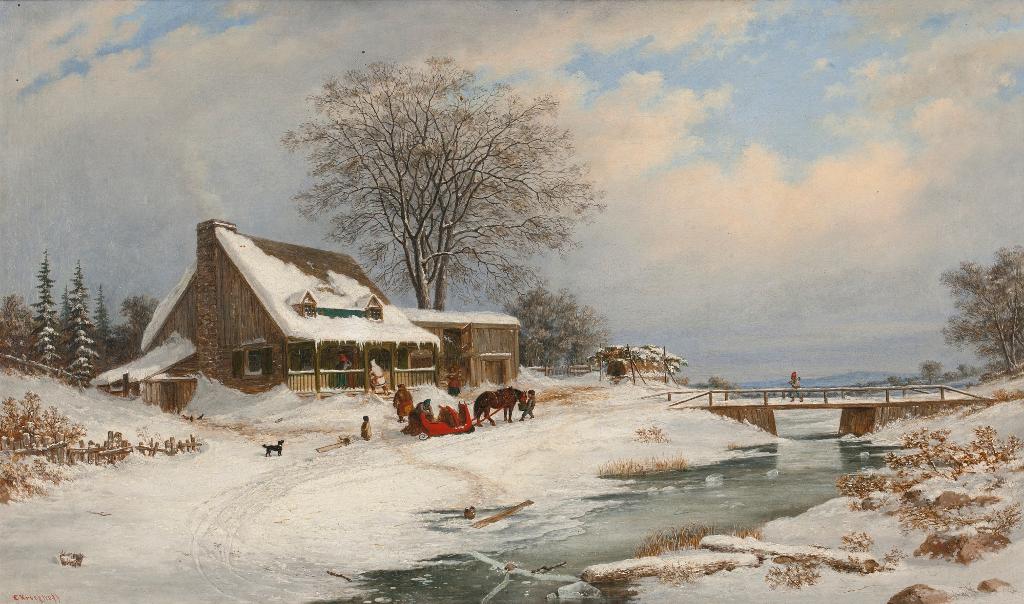 Cornelius David Krieghoff (1815-1872) - Visitors In Winter