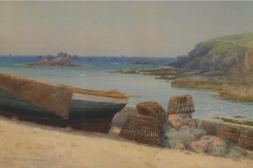 Farquhar Mcgillivray Strachan Stewart Knowles (1859-1932) - Docked Boat With Baskets