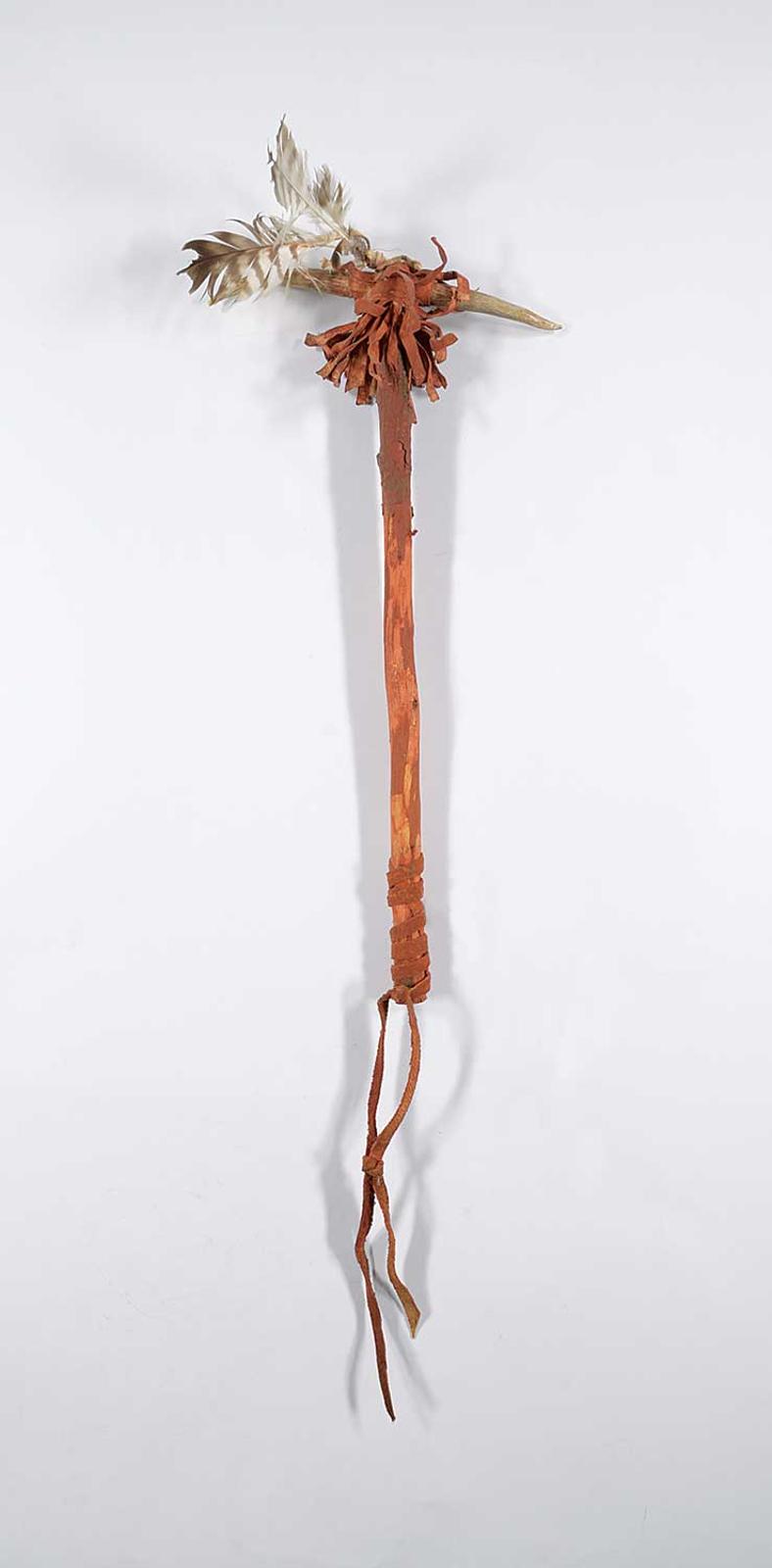 First Nations Basket School - Decorative Red War Club with Bone Spikes