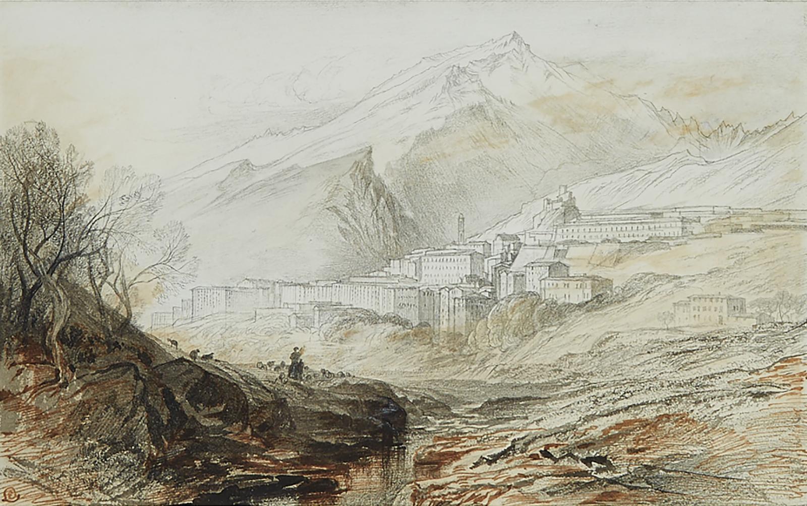 Edward Lear (1812-1888) - A View Of Corte, Corsica From The Road Leading To Bastia, May 19th-21st, 1868