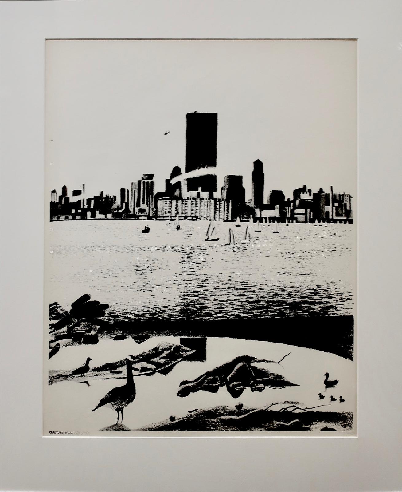 Christiane Pflug (1936-1972) - Untitled (City Skyline With Sailboats)