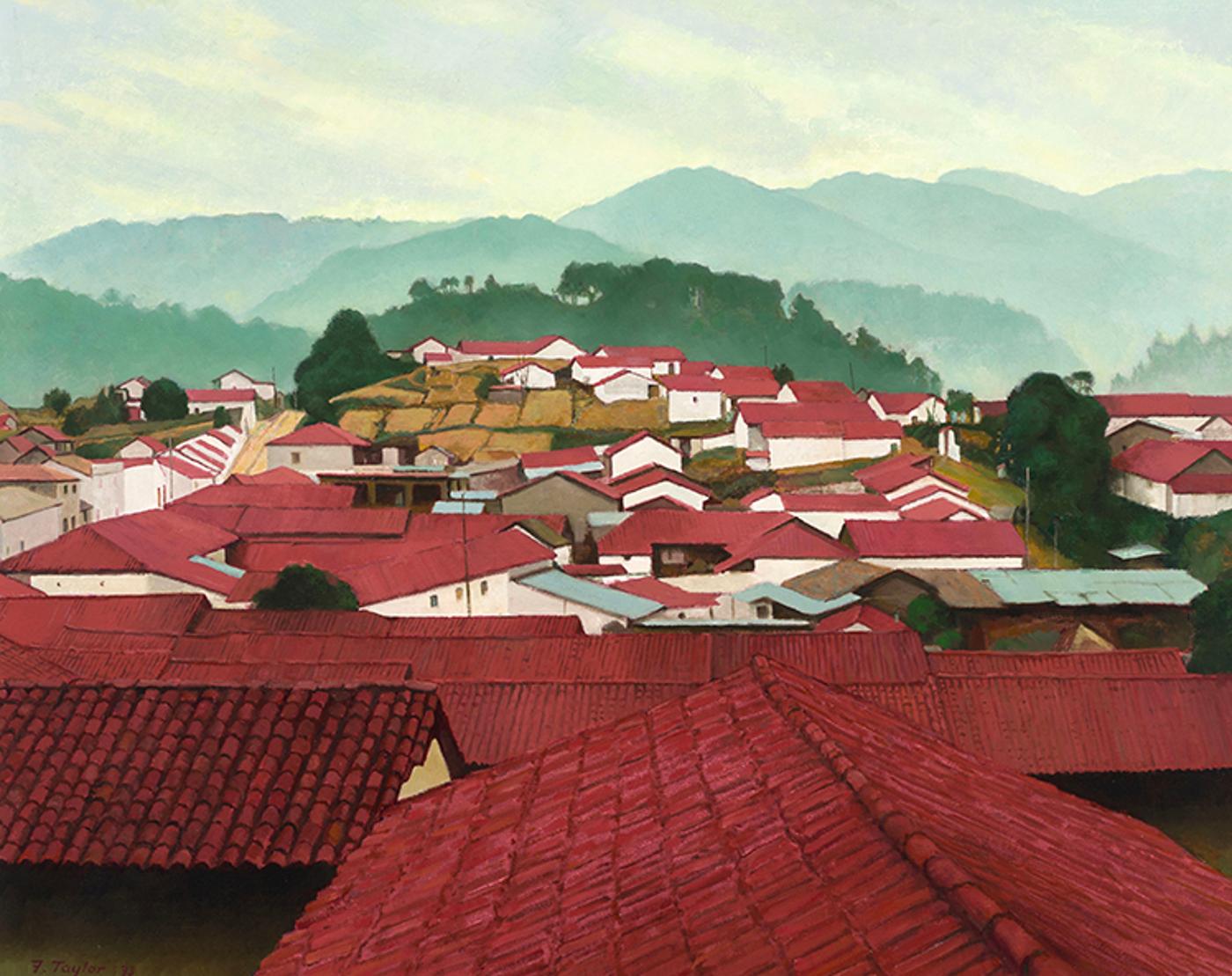 Frederick Bourchier Taylor (1906-1987) - Morning Rooftops - Chichicastenango, Guatemala