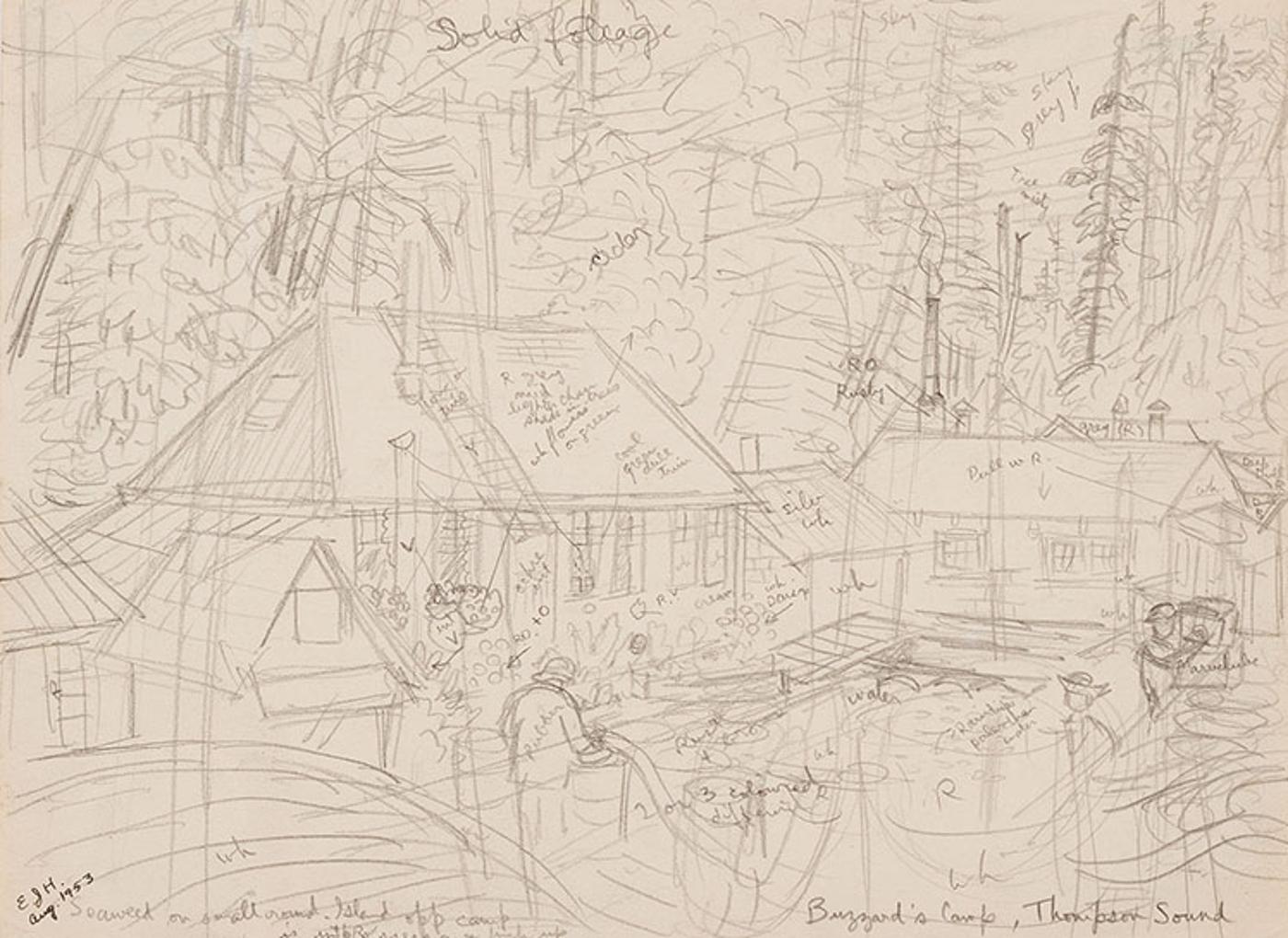 Edward John (E. J.) Hughes (1913-2007) - Buzzard's Camp, Thompson Sound